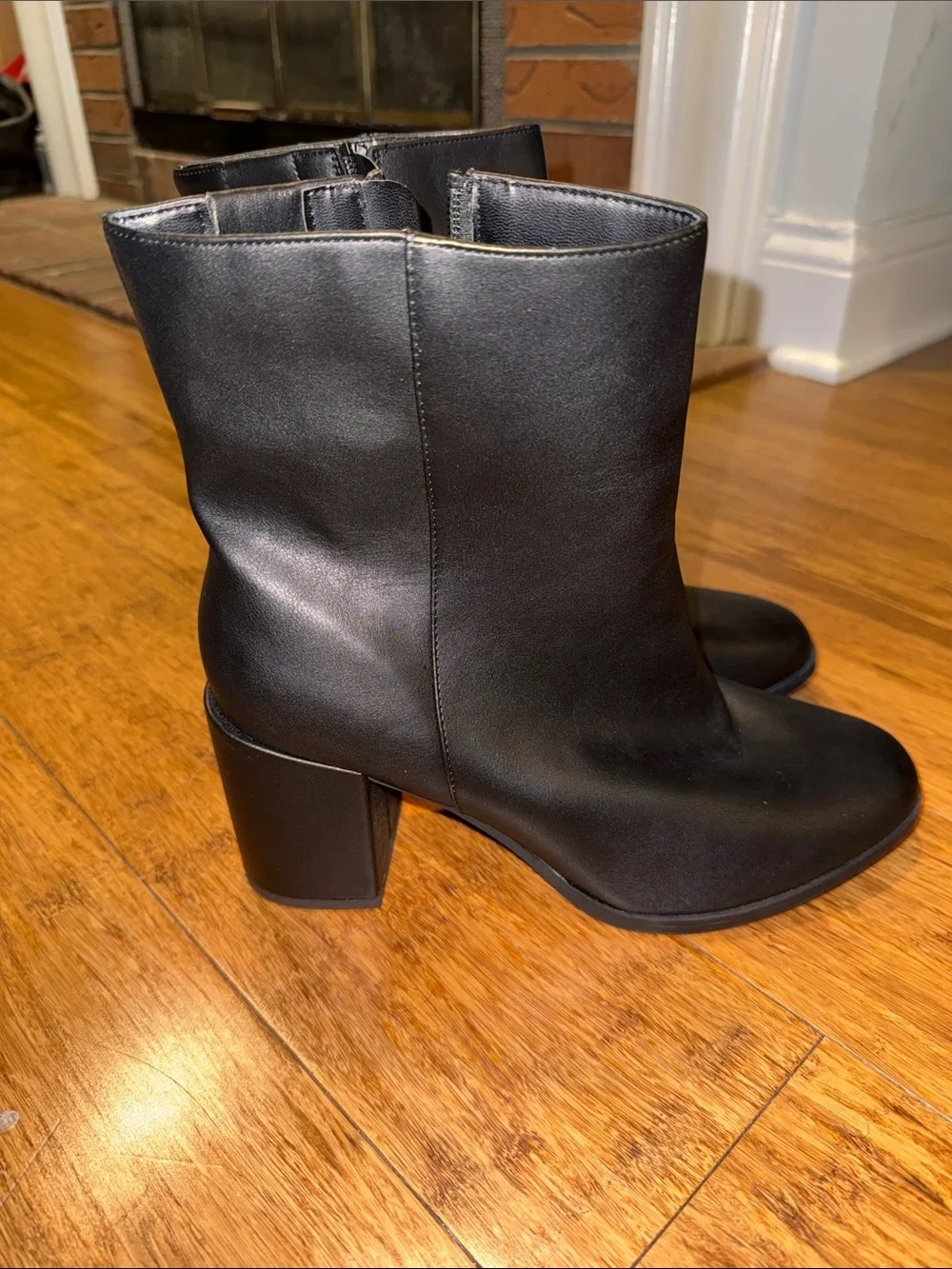 a‎ new day Black Faux Leather Ankle Booties